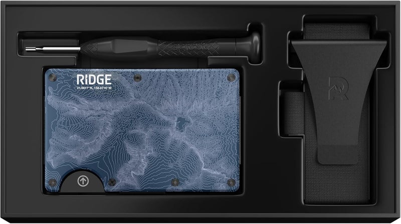 The Ridge محفظة - محفظة مدمجة نحيفة وعصرية وحامل بطاقات | محفظة جيب أمامية محمية من RFID | حزام نقدي مدمج | نورث شور - طبوغرافي - Image 5